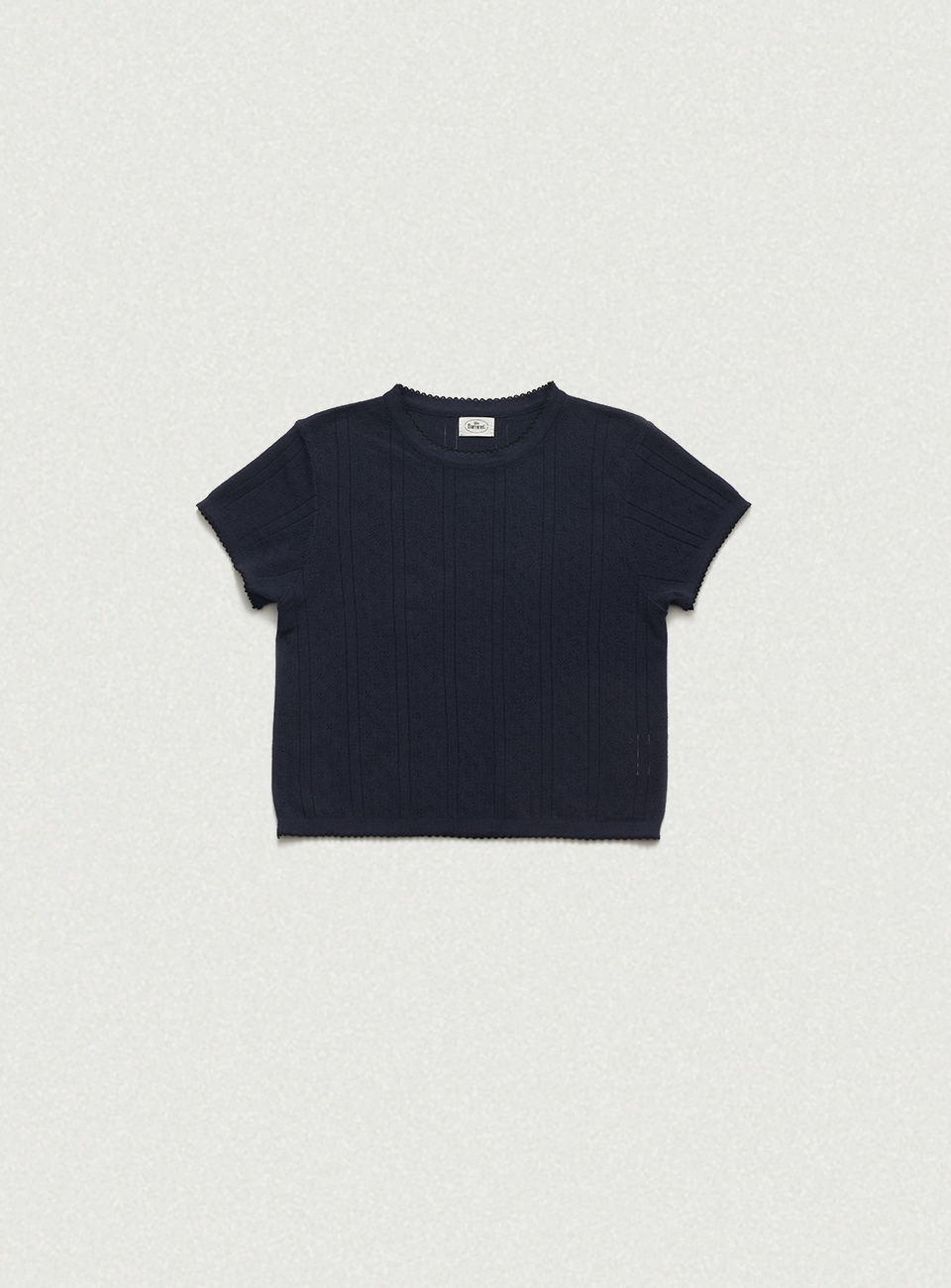 Navy Cotton Eyelet Knit Top