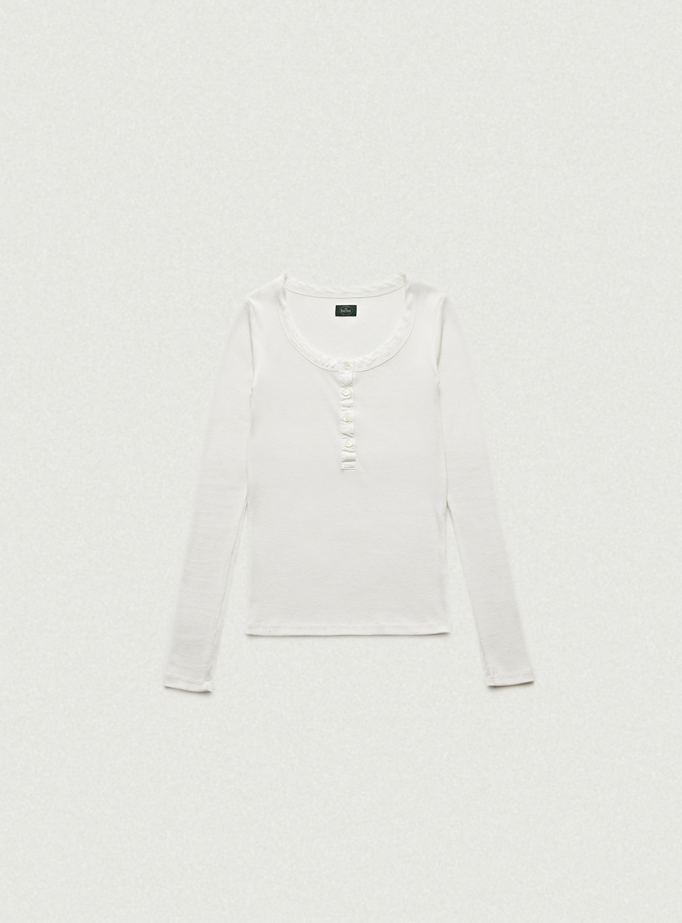 White Ribbed Henley T-Shirt