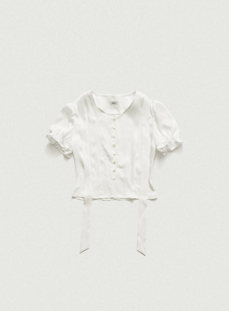 White Jasmine Dream Ribbon Dot Blouse