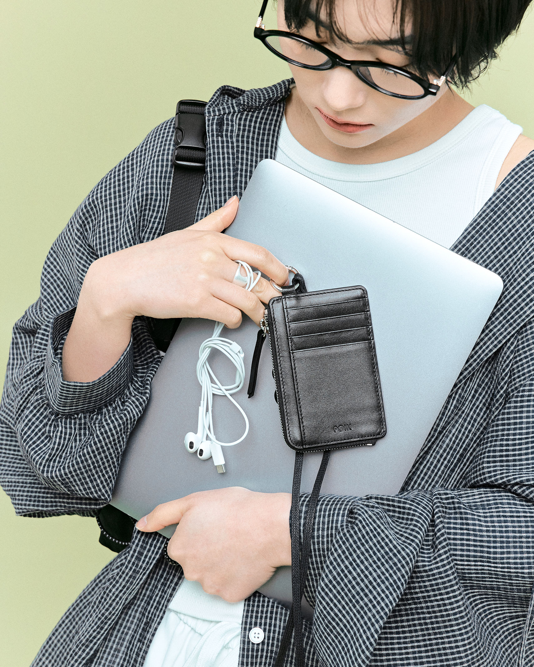 (ORIGINAL) ストラップレザーカードウォレット (black)