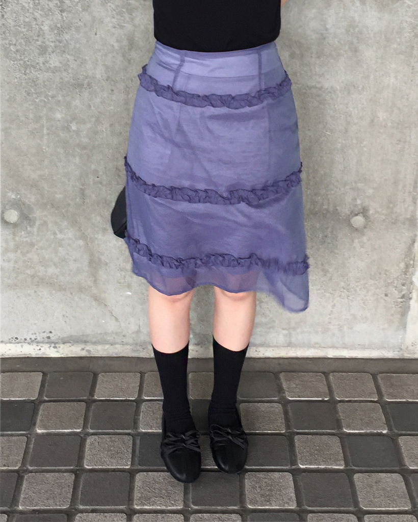 トリプルフリルヨークオーガンジーミディスカート