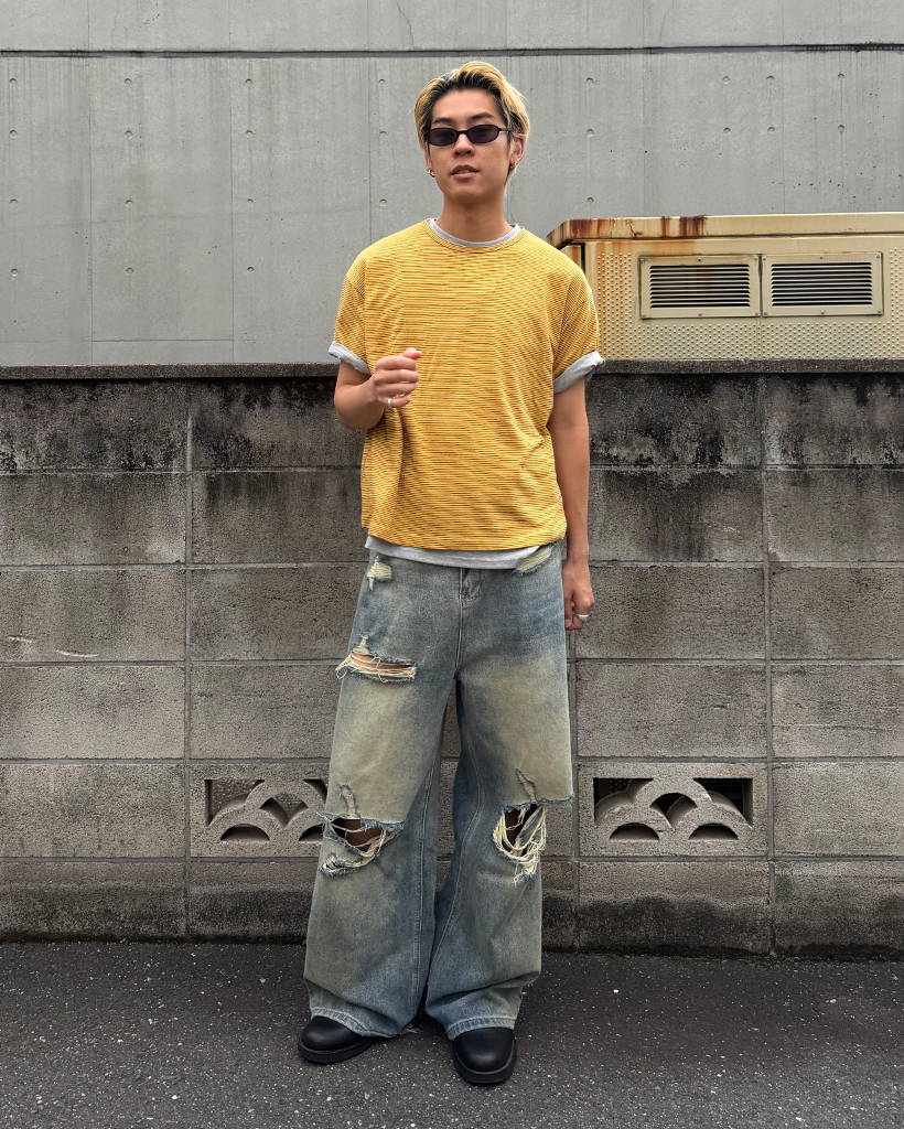 （ユニセックス）ボーダーパターン半袖Tシャツ