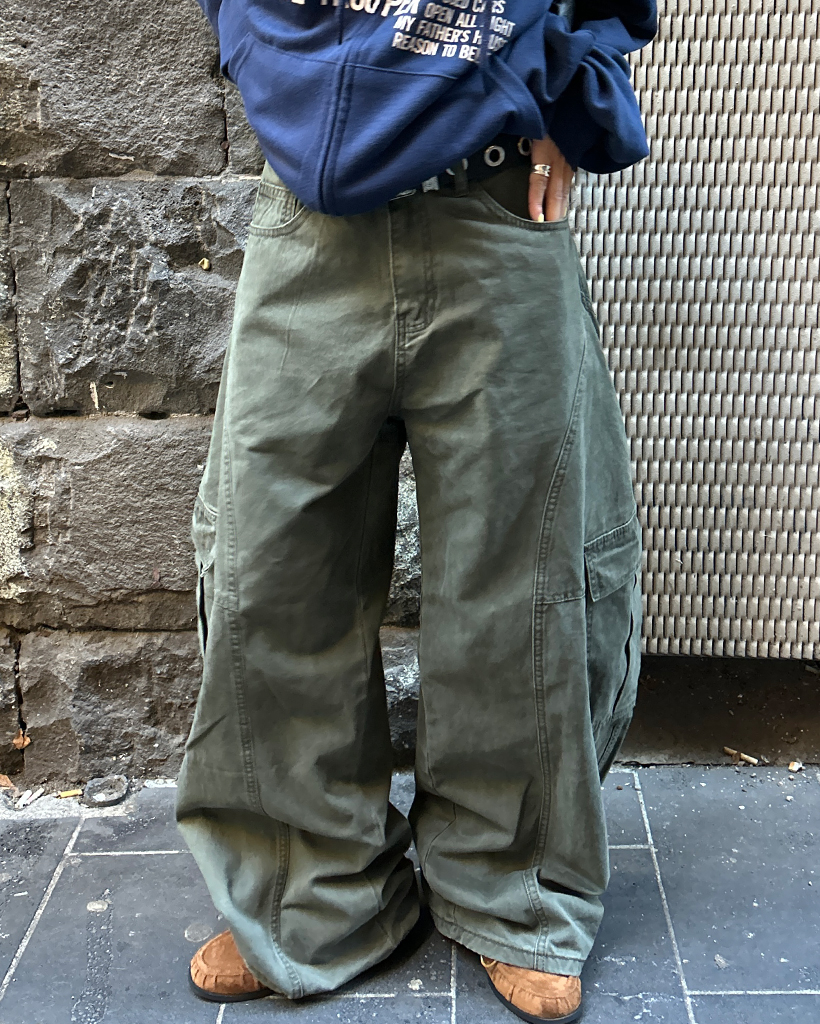 （ユニセックス）ユニークアウトシームコットンカーゴパンツ