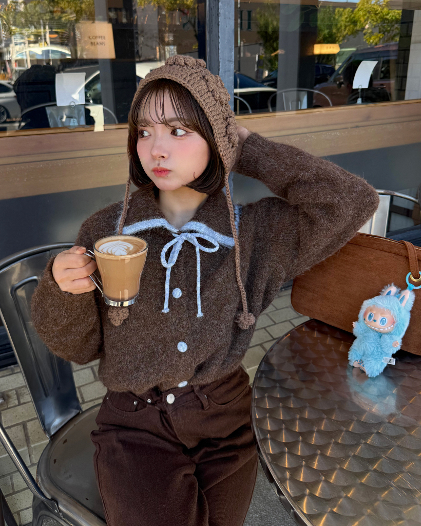 ポイントバイカラーニットカーディガン