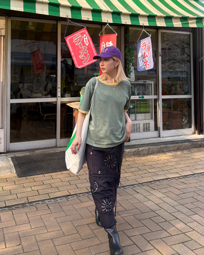 シンプルバイカラーリンガーハーフTシャツ