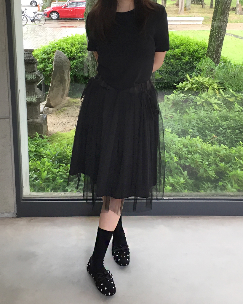 ウエストストライプチュールスカート