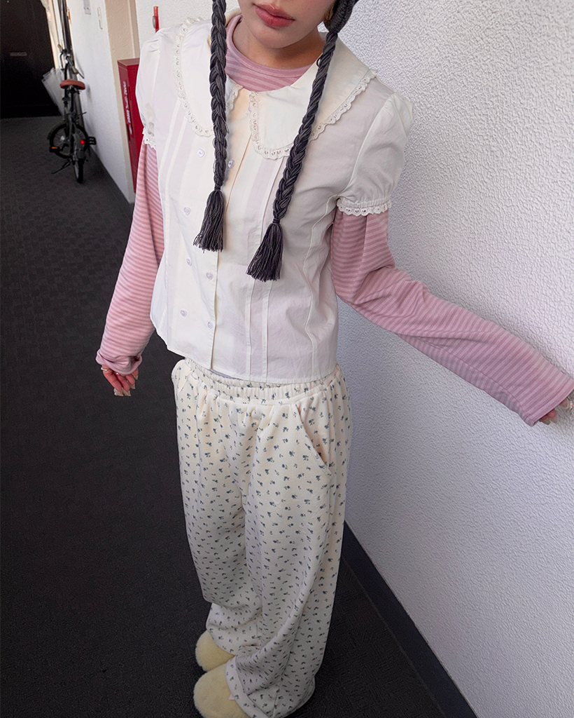 スリムボーダー裏起毛カットソー