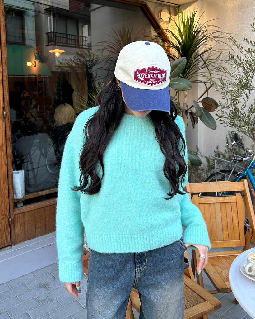 ドロップショルダーウールミックスニットセーター