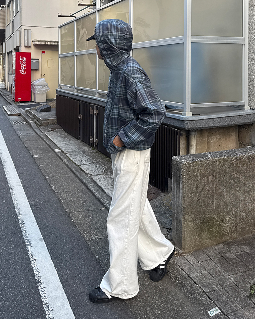 （ユニセックス）タータンチェックダブルジップウィンドブレーカー