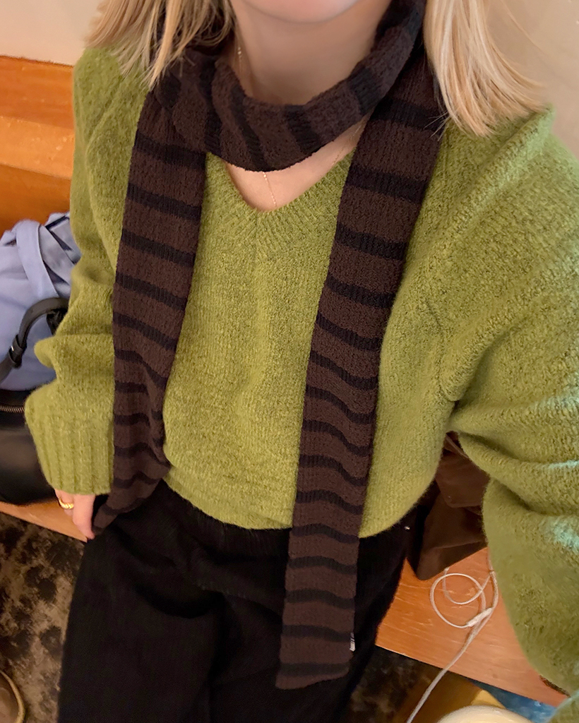 ボーダースリムニットマフラー