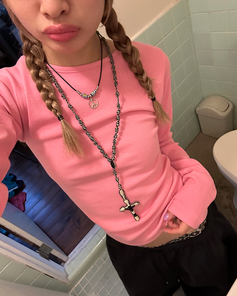 リブスリムロングカットソー