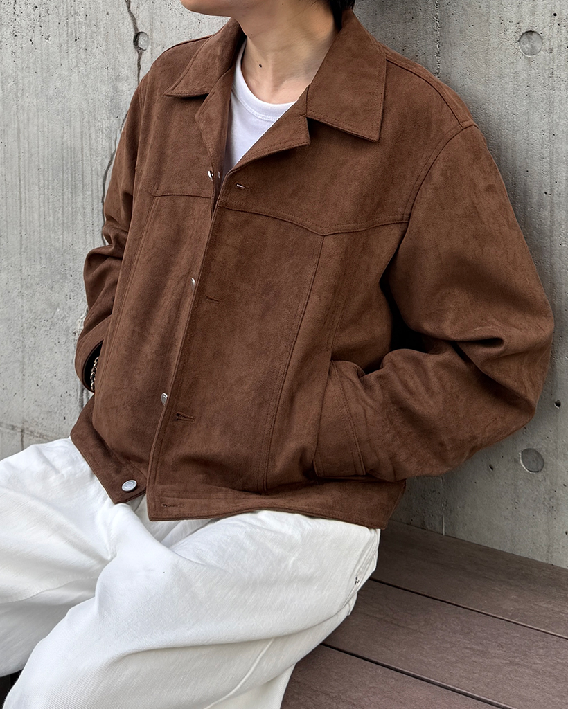 オープンカラースエードジャケット | ファッション通販サイト NUGU