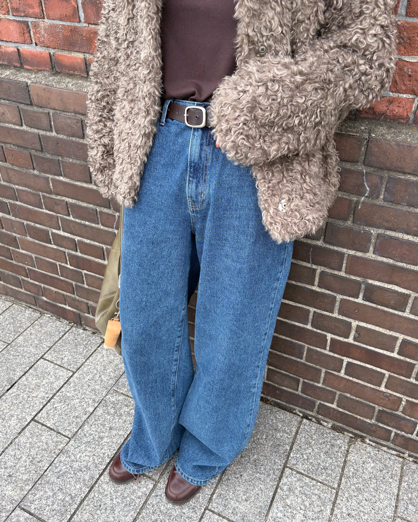 ストレートロングディープデニムパンツ