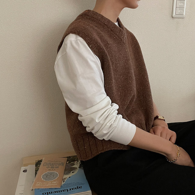 ORIGINAL) wool nep knit vest | ファッション通販サイト NUGU
