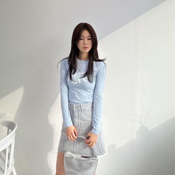 無地Aラインデニムベーシックミニミニスカート | ファッション