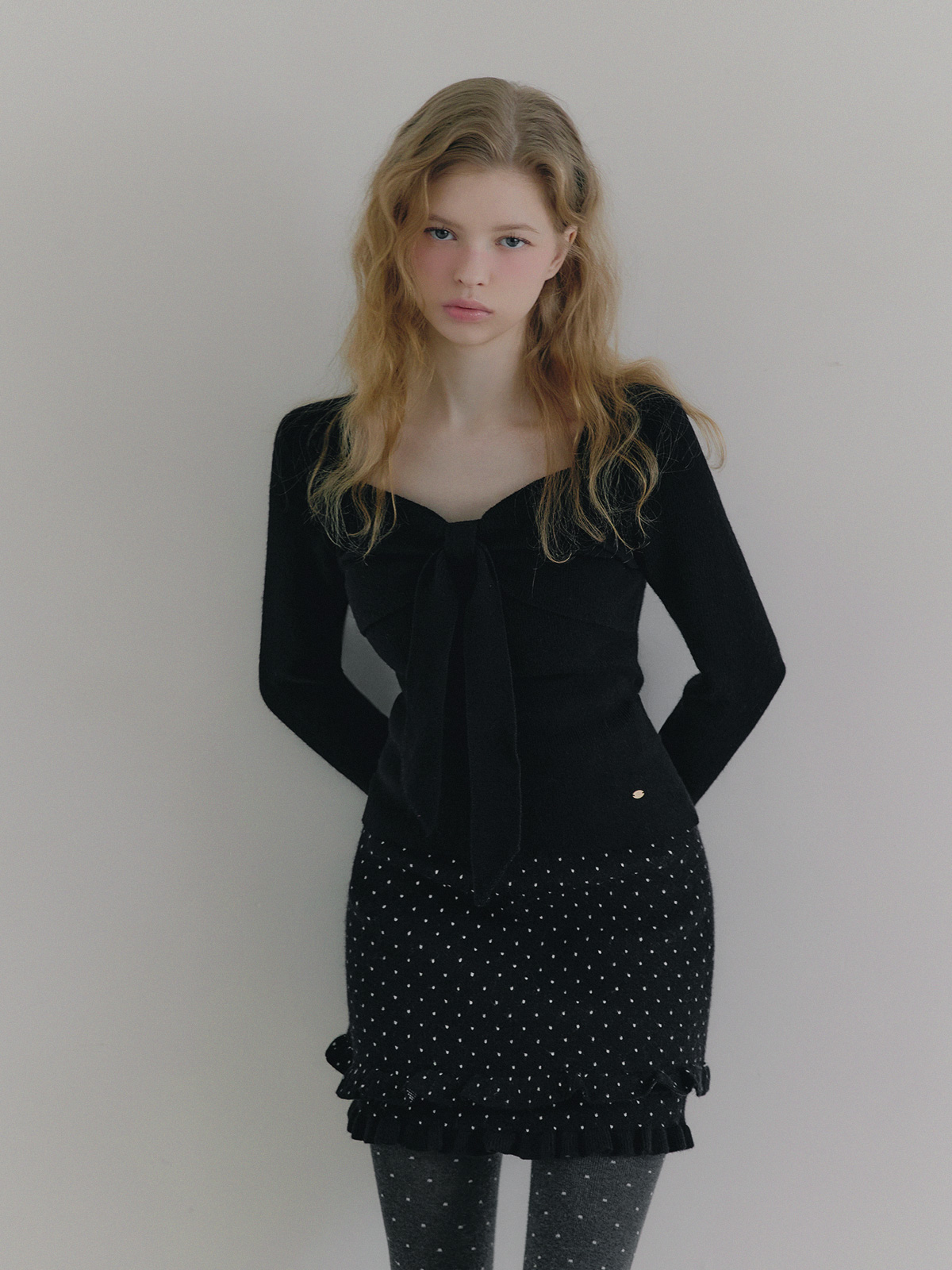 Conte ribbon bolero knit top