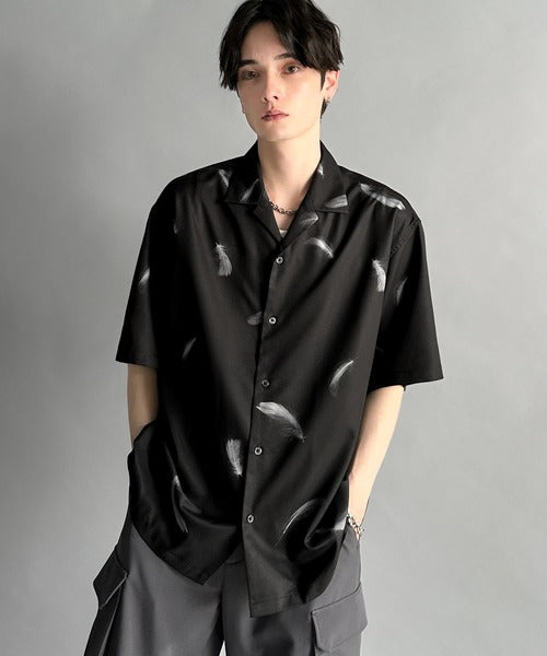 個性全開。」総柄オーバーサイズドレープ半袖シャツ/Oversized