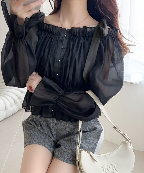 mily bilet】大人愛され甘め主役級トップス。肩リボンオフショル2WAY