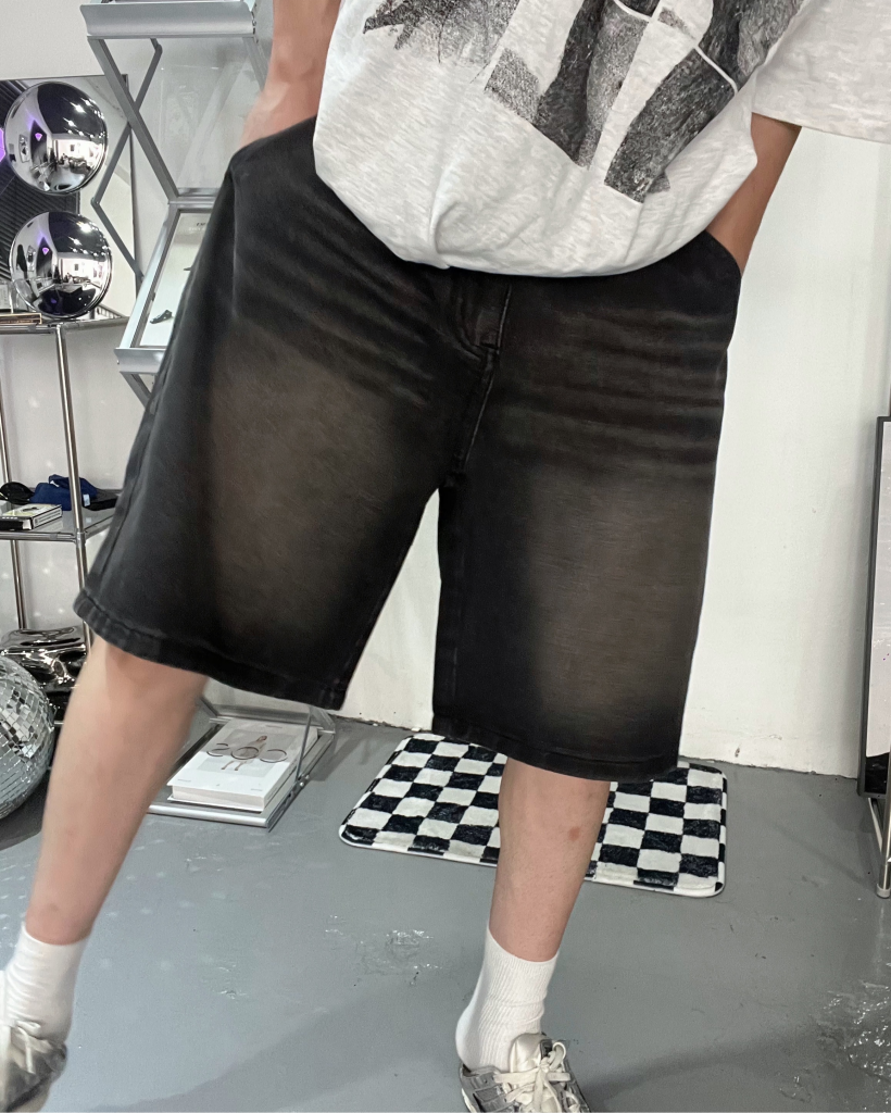 テンダーパーソン フレームパターン ハーフパンツ デニムパンツ タグ付き テンダーパーソン フレームパターン ハーフパンツ デニムパンツ