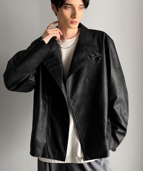 JaVaジャバコラボ》こなれ感、爆上がり。フェイクレザーライダース