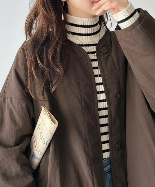 JaVaジャバコラボ》1枚で今っぽい抜け感アウター。ノーカラーサイド