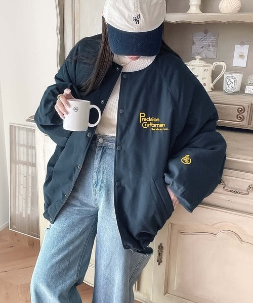 【 】中綿ジャケット/ブルゾン/無地/刺繍/ロゴ/新品 サブカル刺繍ロゴ 中綿BIGジャケット | VOLCAN&APHRODITE