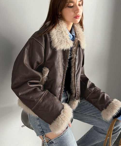 mily bilet】季節を纏う。ファー使いヴィンテージライク ダメージ