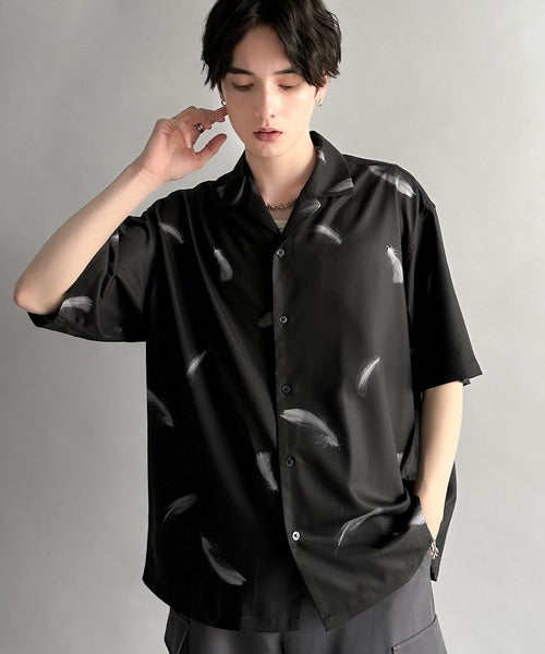 個性全開。」総柄オーバーサイズドレープ半袖シャツ/Oversized