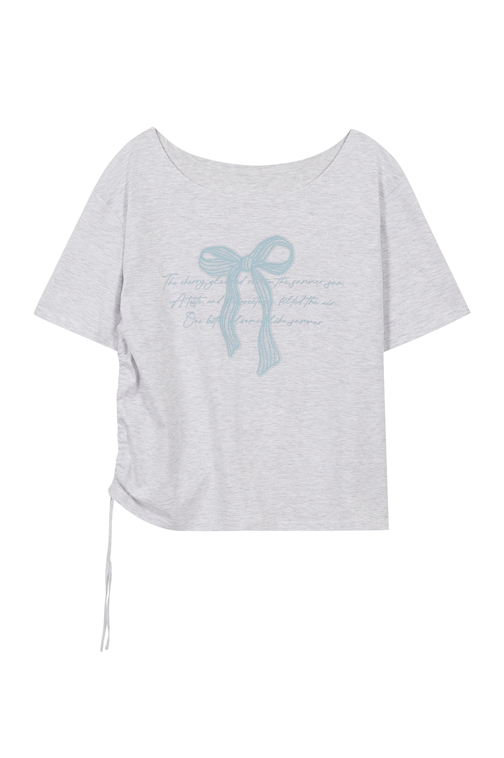 Ribbon Shirring Off-Shoulder T-Shirt Melange | ファッション