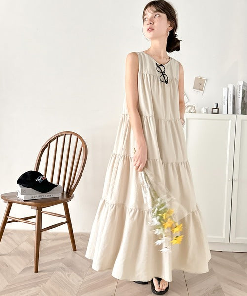 洗練された大人フェミニン。 前後2WAY4段ティアードワンピース（ロング