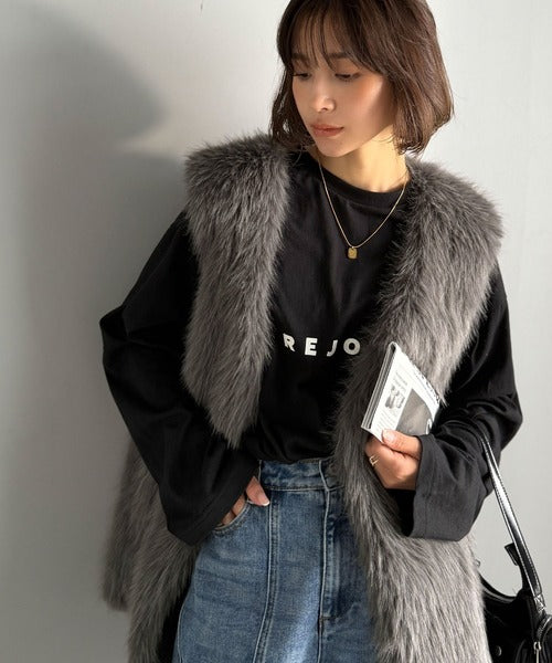 高級感をレイヤード。ふわふわミックスシャギーファーベスト ce1010457