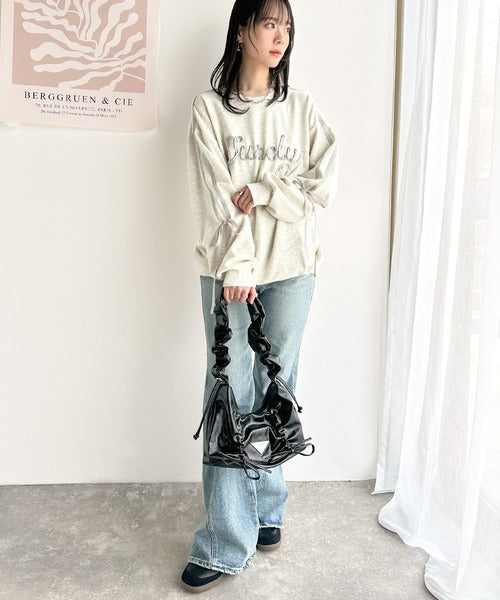gotohollywood サテンリボン スウェット size02 mily bilet】気分上がるサテンリボンロゴが可愛い。サイドシャーリング