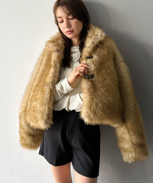 最終値下げ！プレイボーイ　ファーレザーコート mily bilet】秋冬モードを盛り上げる素材感♪上品さと華やかさを纏う