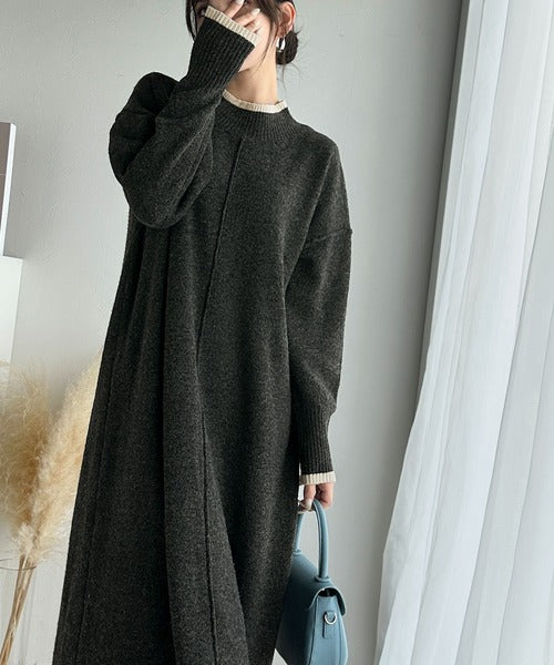 大人のリラックスムード。ふわもちミックスカラー配色ブークレーニット