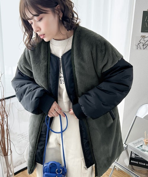 フェイクファー 切替 PUレザー おしゃれ ジャケット 韓国 n717 楽天市場】ファージャケット レディース ファーコート フェイク