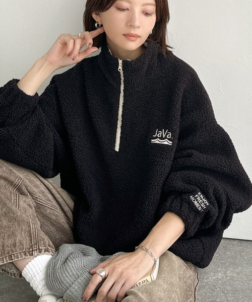 最終お値下げスーパービューティー ボア×合皮素材 ジップアップジャケット 44 フェイクレザージャケット ボア もこもこ ジップアップ b4845 (レザー