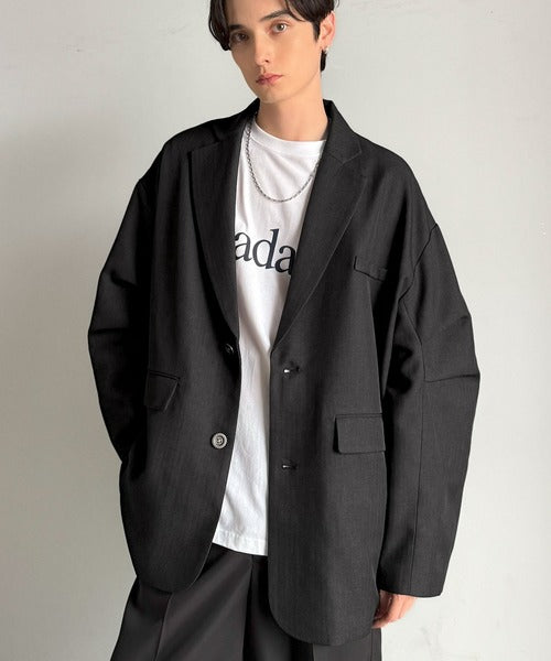 羽織るだけでキマる。袖タックヘリンボーンオーバーサイズジャケット