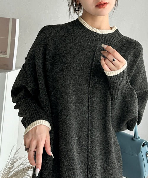 大人のリラックスムード。ふわもちミックスカラー配色ブークレーニット