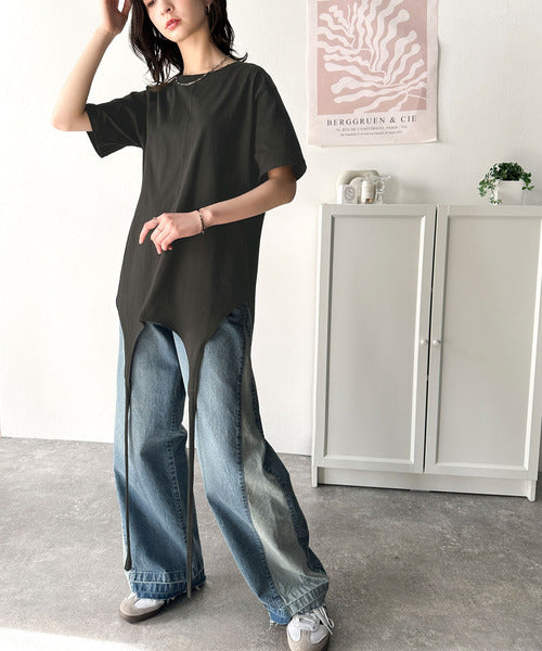 レイヤード感が可愛い♪上級見えマルチウェイ綿100％Tシャツ