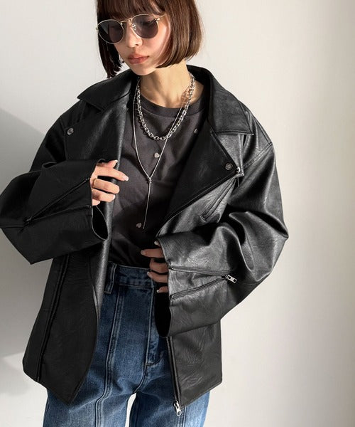 JaVaジャバコラボ》こなれ感、爆上がり。フェイクレザーライダース