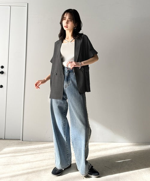 大人の抜け感を楽しむ。麻調シアードルマンショートスリーブ
