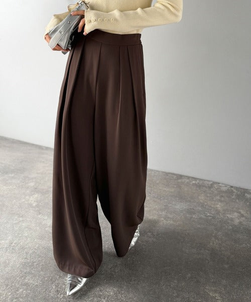 NATURAL ISSUE 2タックワイドスラックスW36L29古着ブラウン美品 2tuck wide slacks pants / brown（2タックワイドスラックス