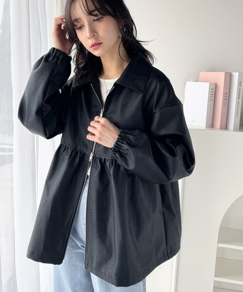 ロベルトカバッリ 希少 ラムレザージャケット ギャザー ペプラム 黒