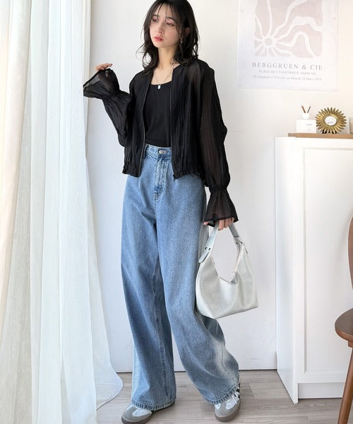 YORT 撥水・異素材切り替え　ロングブルゾン　ブラック ヤマダヤ YORTのカーディガンの商品一覧｜ファッション通販のYAMADAYA STORE