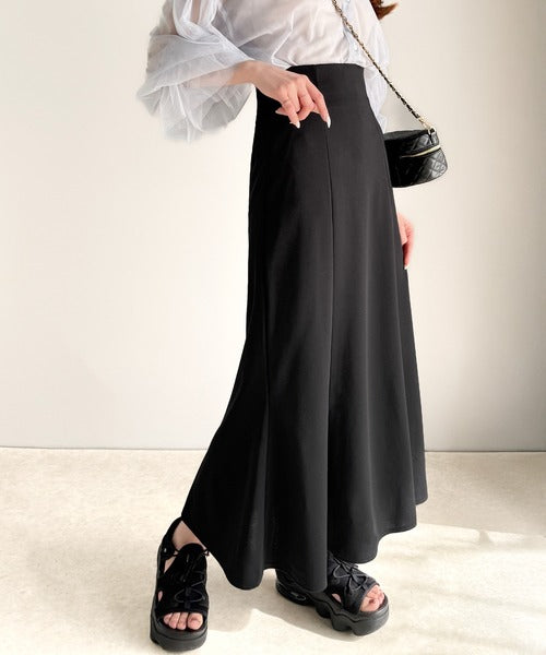 美ライン。カットジョーゼットハイウエストマーメイドロング