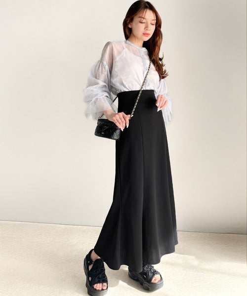 美ライン。カットジョーゼットハイウエストマーメイドロング