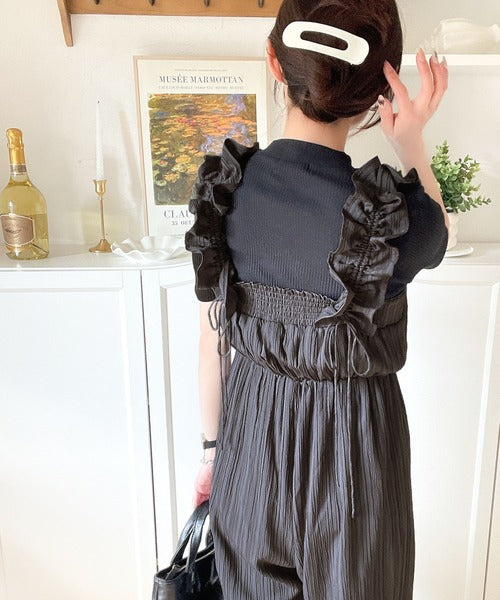 美品！タグ付き！ ナチュラルバイクリップ リネンフリルオールインワン