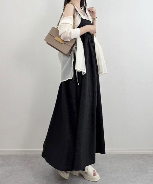 サッカーフレアキャミソール 後ろ姿も可愛く盛れちゃう♪サッカー素材バックリボンフレア