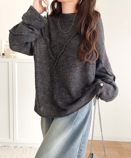 チーベア　大きめのミンクの様なモヘア ゆるっと”が叶える、1秒垢抜け！モヘアタッチシアー変形タック柄