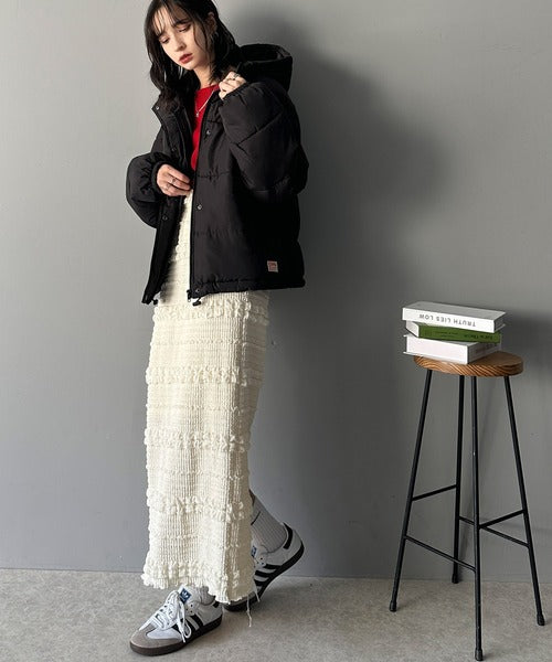 JaVa ジャバコラボ》ぬくぬく暖か！ショート丈フード付き中綿フェイク